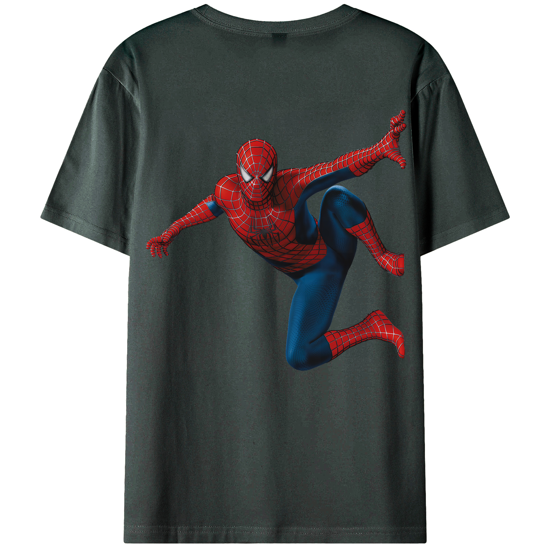 （画像用） Spider Man スパイダーマン 綿100％ メンズ半袖Tシャツ（バックプリント） 通気性